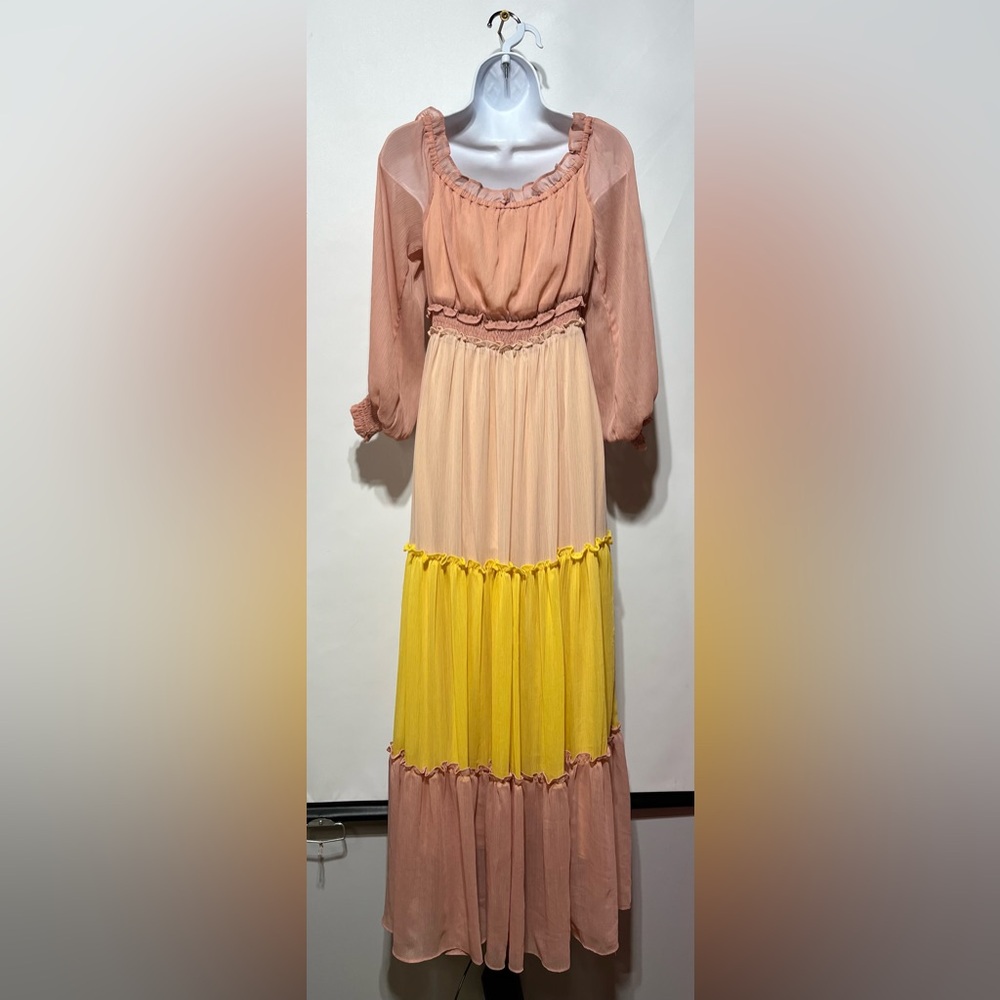 Champagne & Strawberry Women’s Beautiful Multicolor‎ Maxi Dress Size Small - Picture 3 of 6